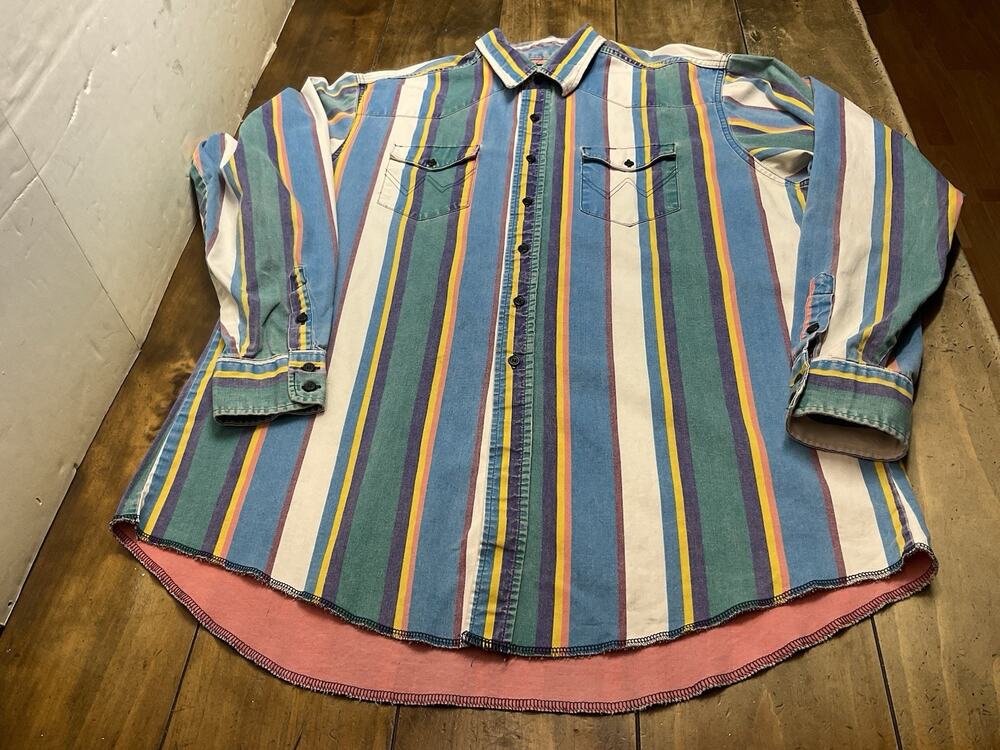 Vtg 90s Wrangler Brushpopper Striped Western Rodeo Cowboy 18-38